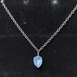 Sabika Silver Necklace with Blue Teardrop Pendant
